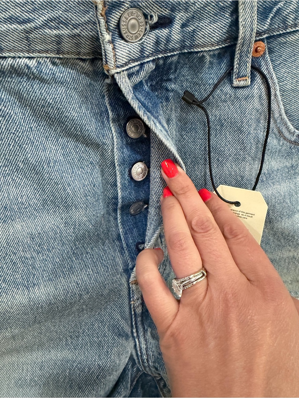 Levi's 501 Light Blue Distressed Denim Shorts - Picture 3 of 8